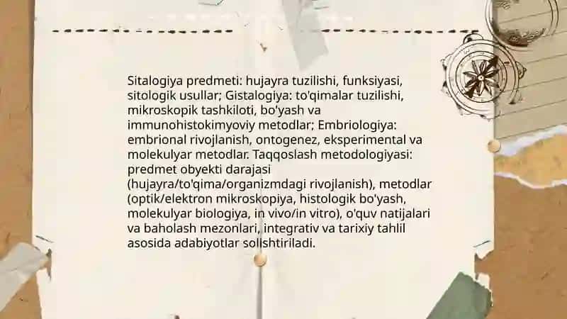 O'quv ilmiy adabiyotlar asosida Sitalogiya gistalogiya va embriologiya 3