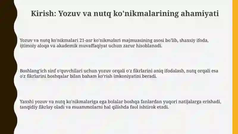 Yozuv va Nutq Ko'nikmalari 3