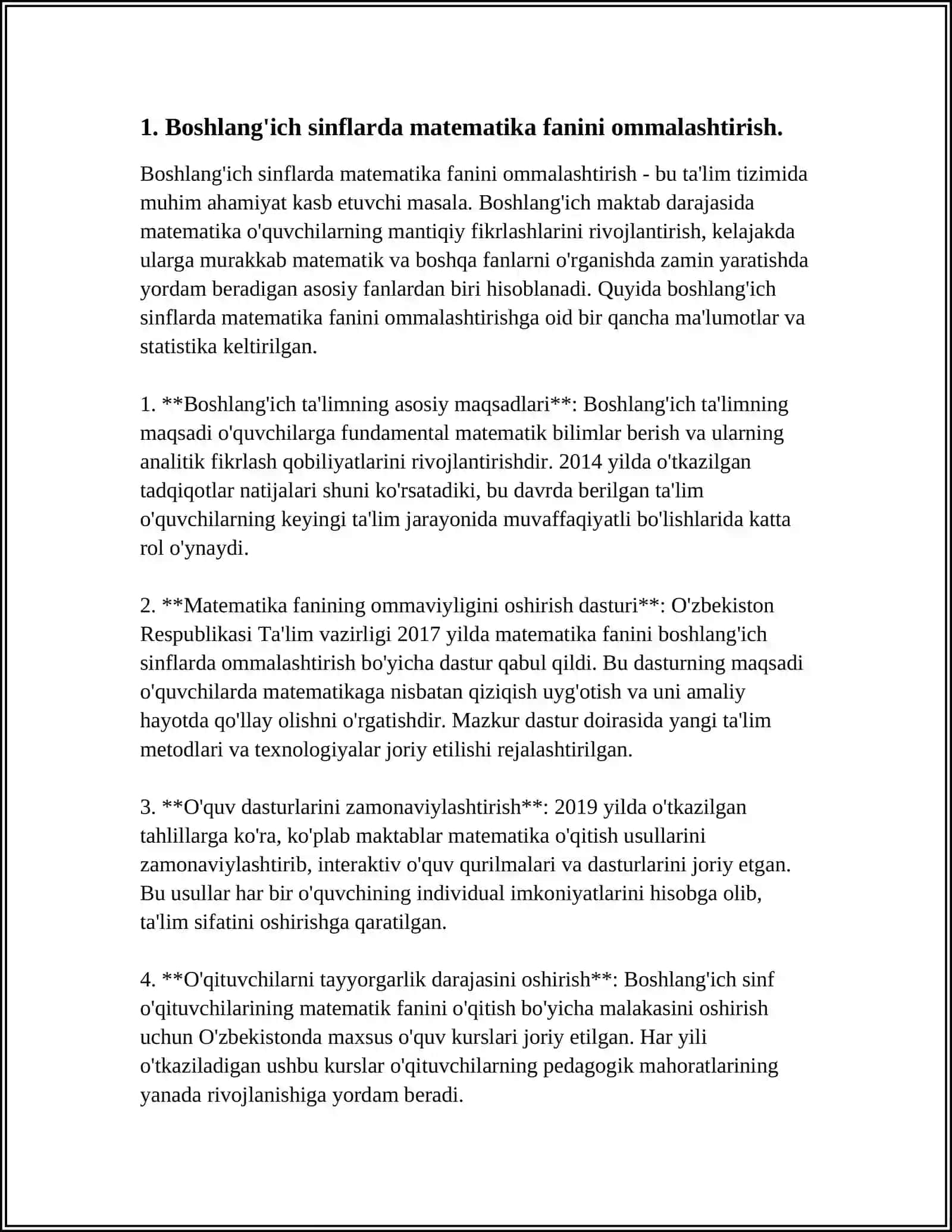 BOSHLANG’ICH SINFLARDA MATEMATIKADAN SINFDAN TASHQARI ISHLARNI TASHKIL ETISHNING MAQSAD VA VAZIFALARI 3