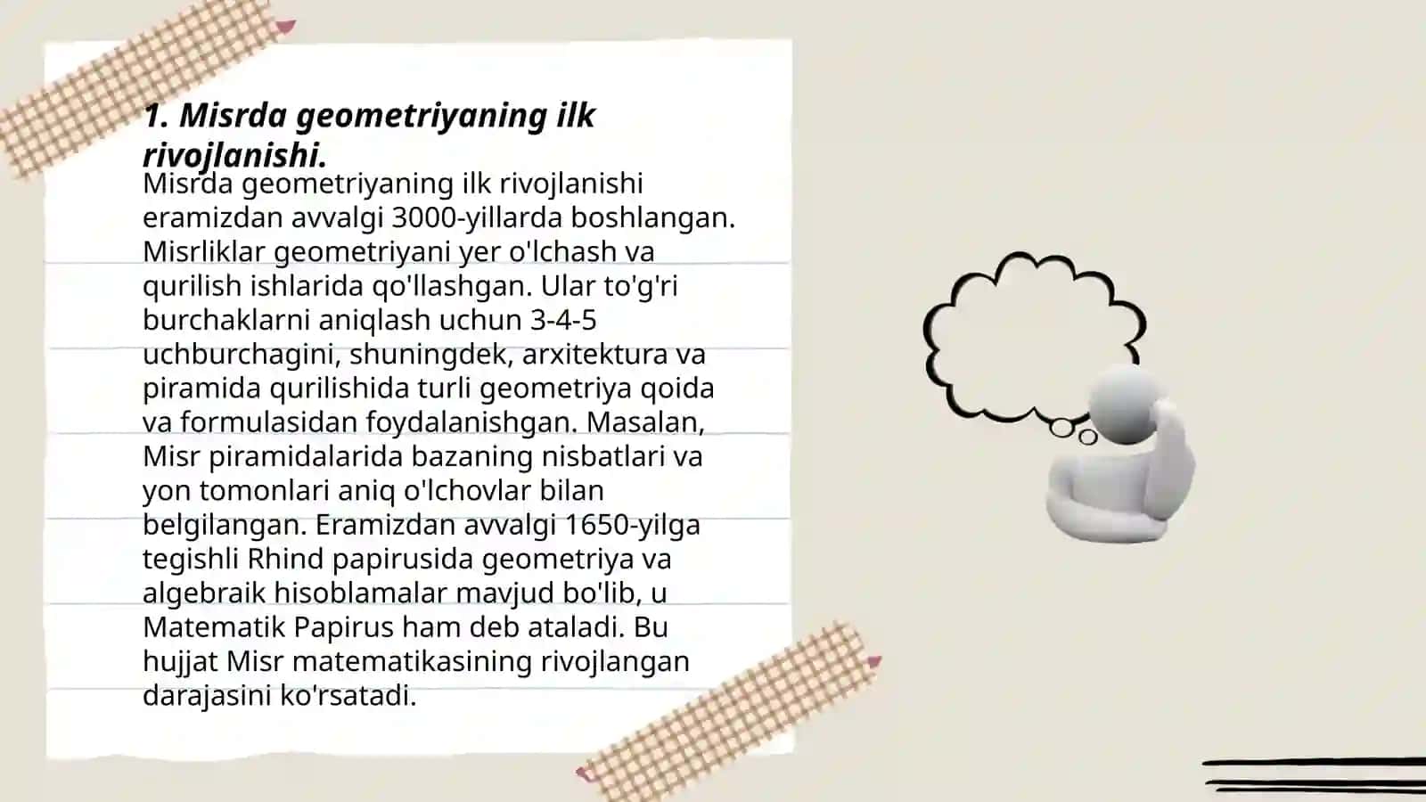 Misrda geometriyaning ilk rivojlanishi 3