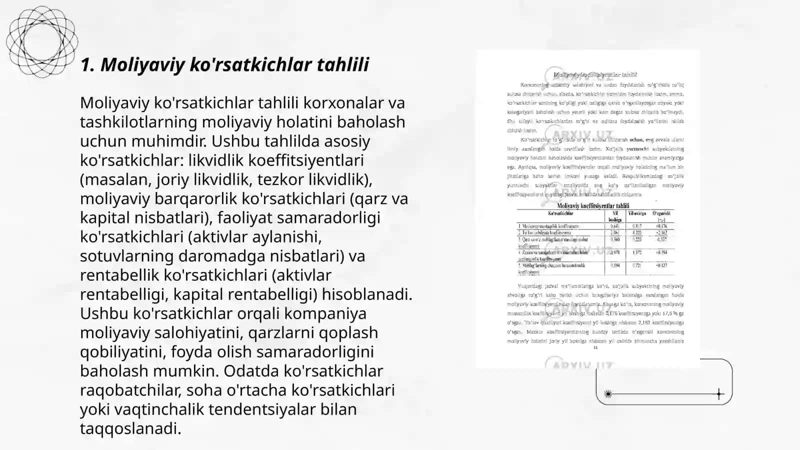 Moliyaviy ko'rsatkichlar tahlili 3