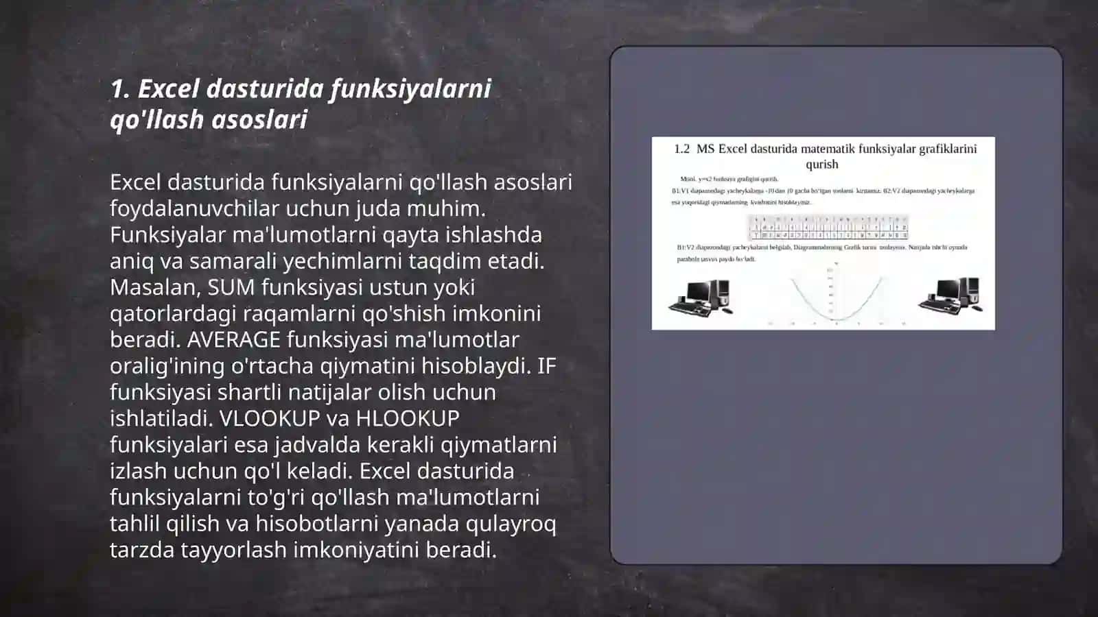 Exsel dasturida funksiyadan foydalanish 3
