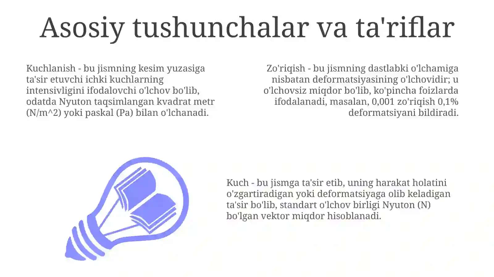 To'g'ri sterjening cho'zilishi va siqilishi kuchlanishlar 3