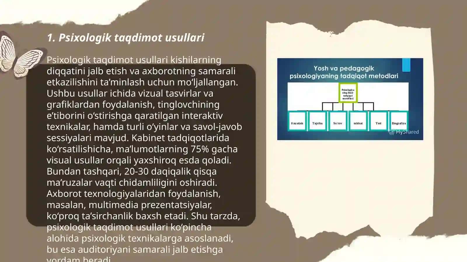 Psixologiyaning taqdimot metodlari va tarmoqlari 3