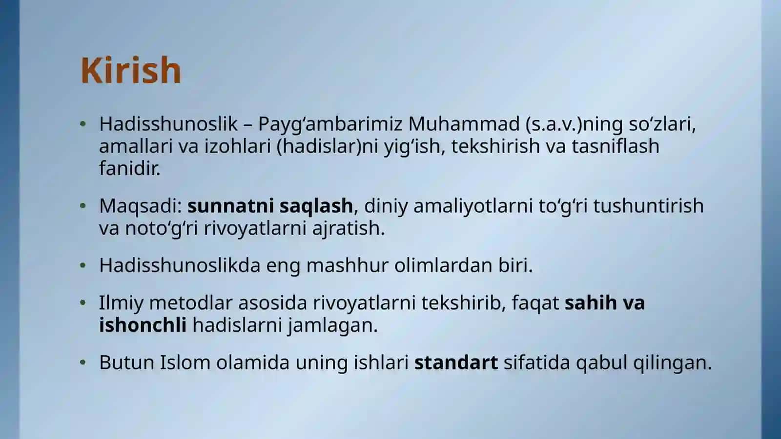 IMOM AL- BUXORIYNING HADISSHUNOSLIK ILMINI RIVOJIGA QO’SHGAN HISSASI 3