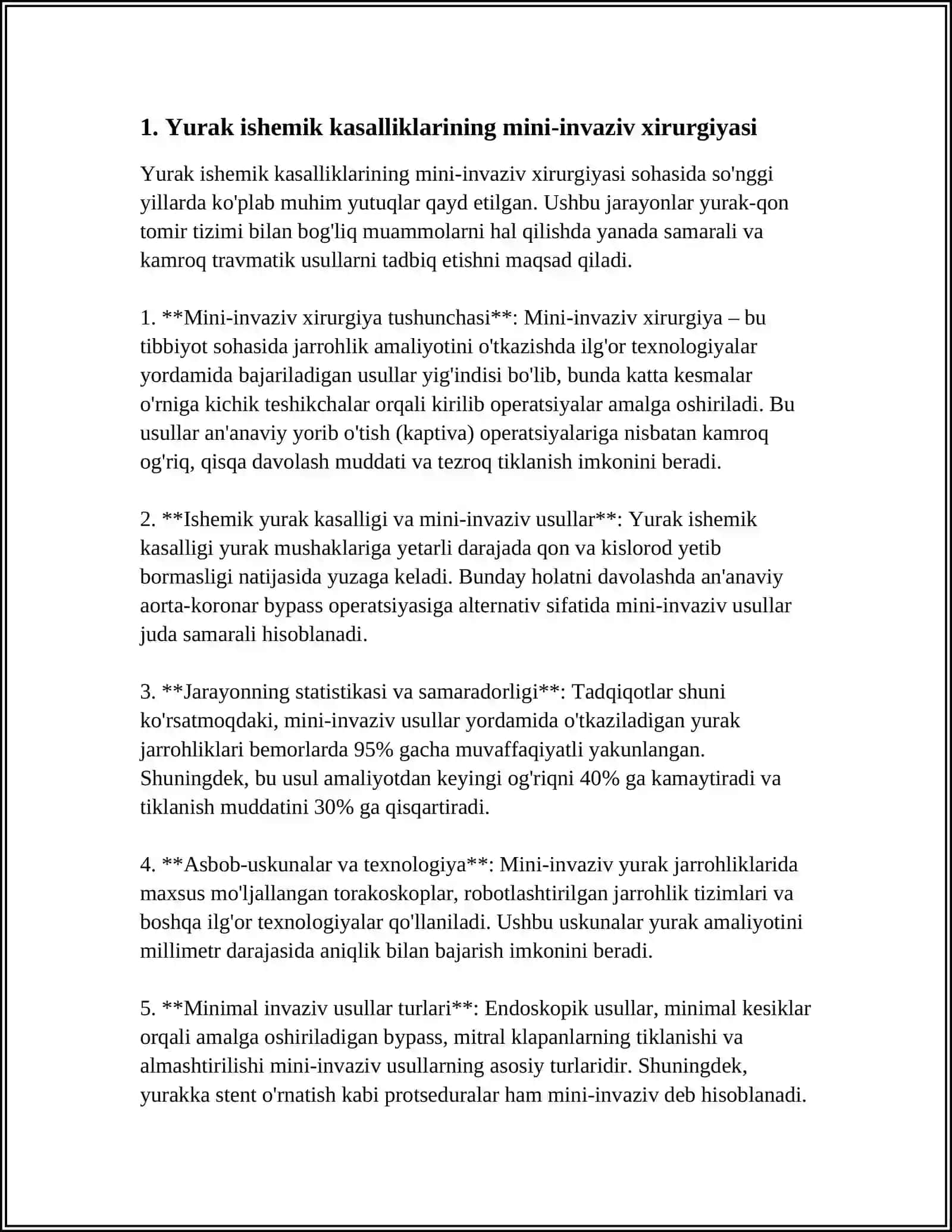 YURAK ISHEMIK KASSALIKLARINI OPERATIV DAVOLASHNING ZAMONAVIY USULLARI.YURAKNING TUĢMA NUQSONLARI XIRURGIYASI 3