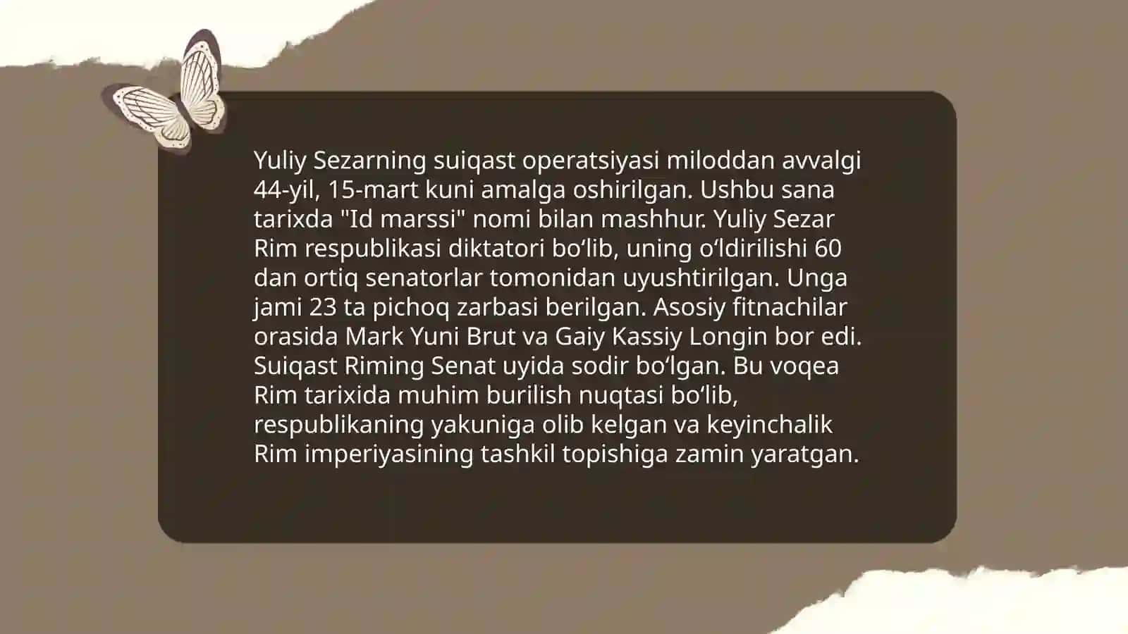 Yuliy Sezir operasi tarixi 3