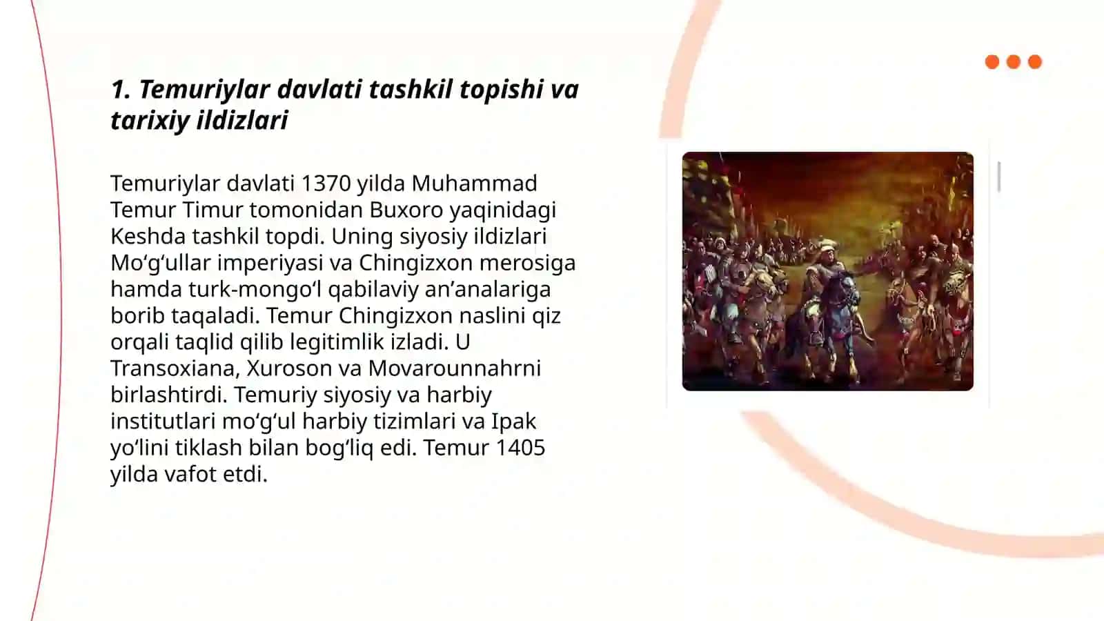 Temuriylar davlati tashkil topishi va tarixiy ildizlari 3