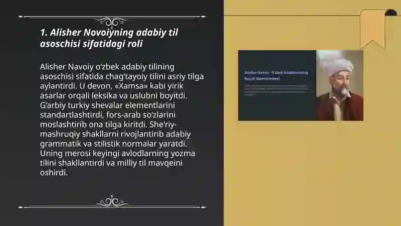 Alisher Novoiy -ózbek adabiy tilining asoschisi 3