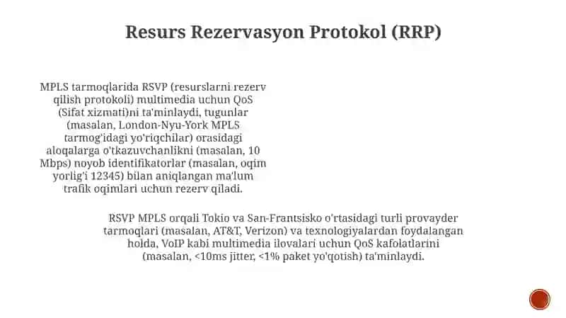 MPLS asosidagi multimedia aloqa tarmog'ining transport telekommunikatsiya texnologiyalari 3