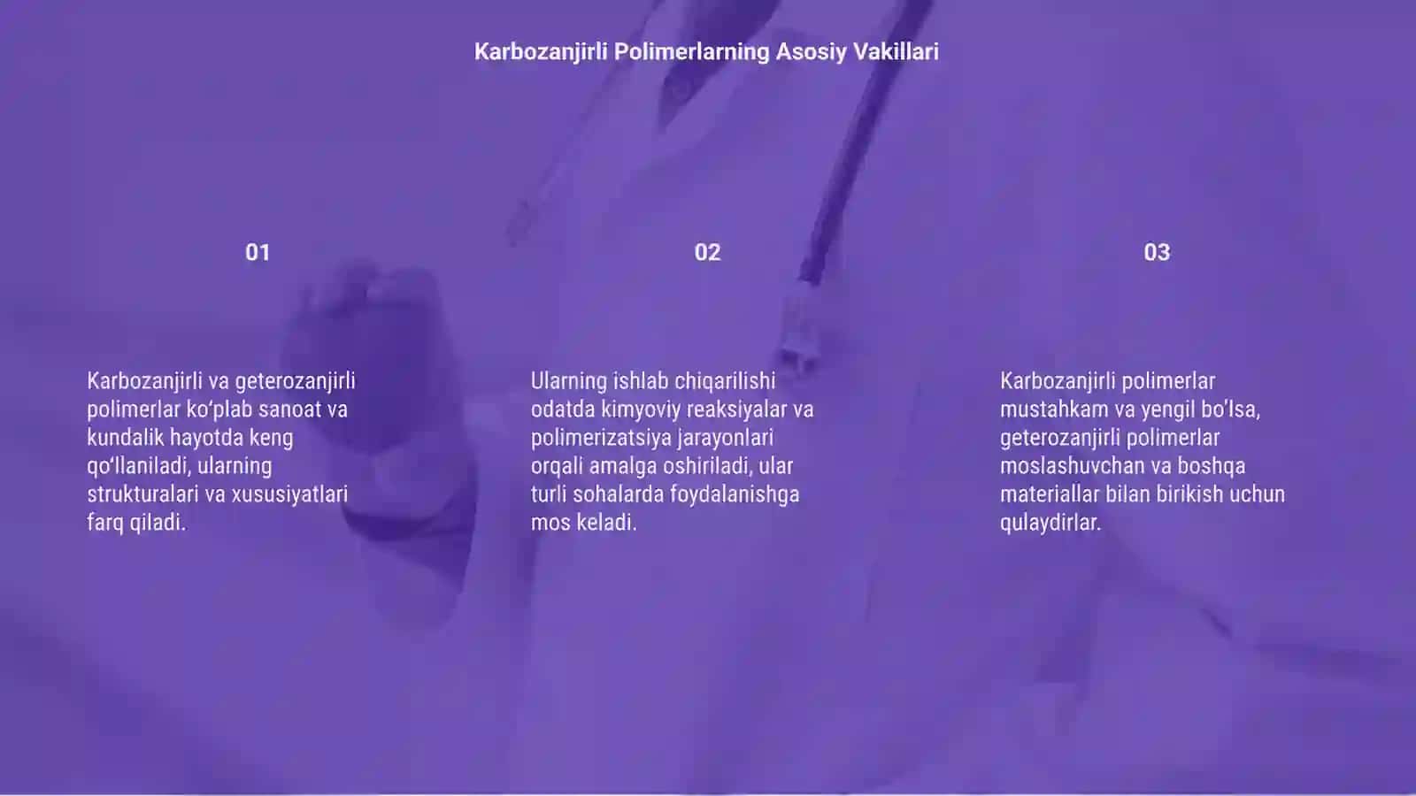 Karbozanjirli va geterozanjirli Polimerlarning asosiy vakillari 3