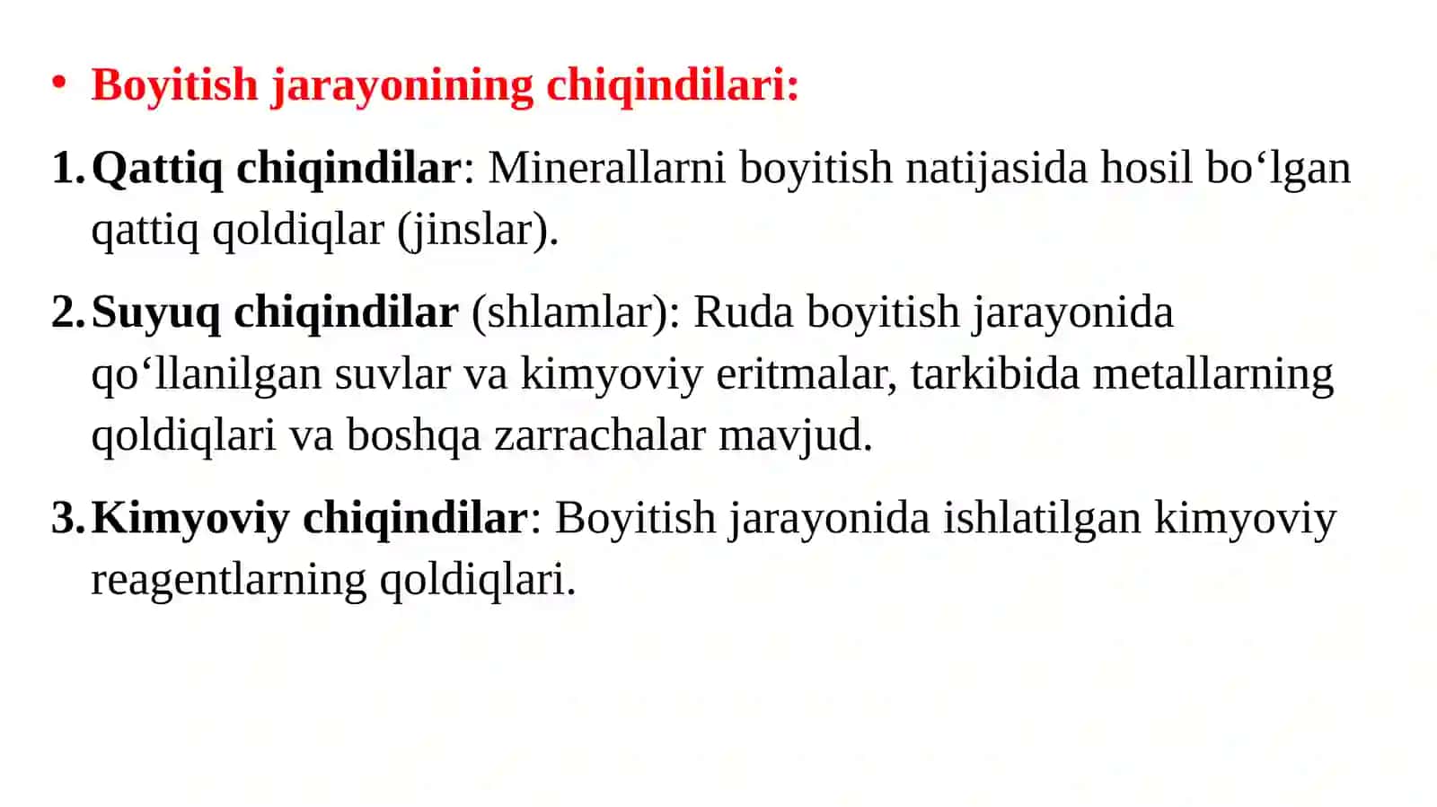 Boyitish jarayonining tashlandiq chiqindilarini saqlash, tashish va joylashtirish daxvfsizlik qoidalari 3