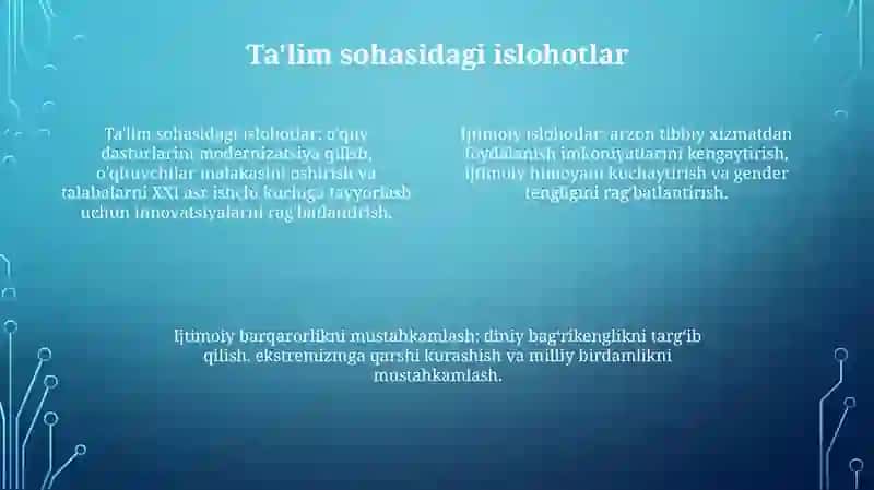 Oʻzbekistonda Ijtimoiy Sohada Amalga Oshirilayotgan OʻZgarishlar Mazmun Va Mohiyati 3