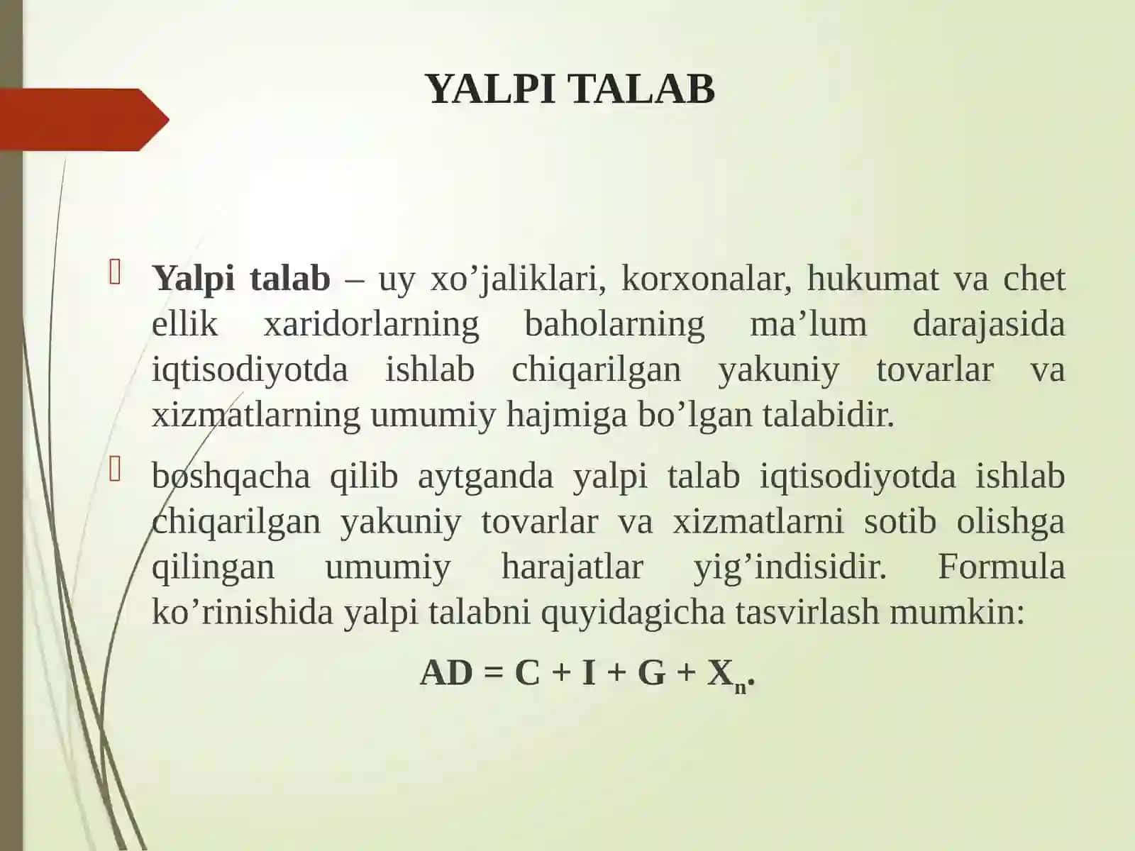 YALPI TALAB – YALPI TAKLIF MODЕLI 3
