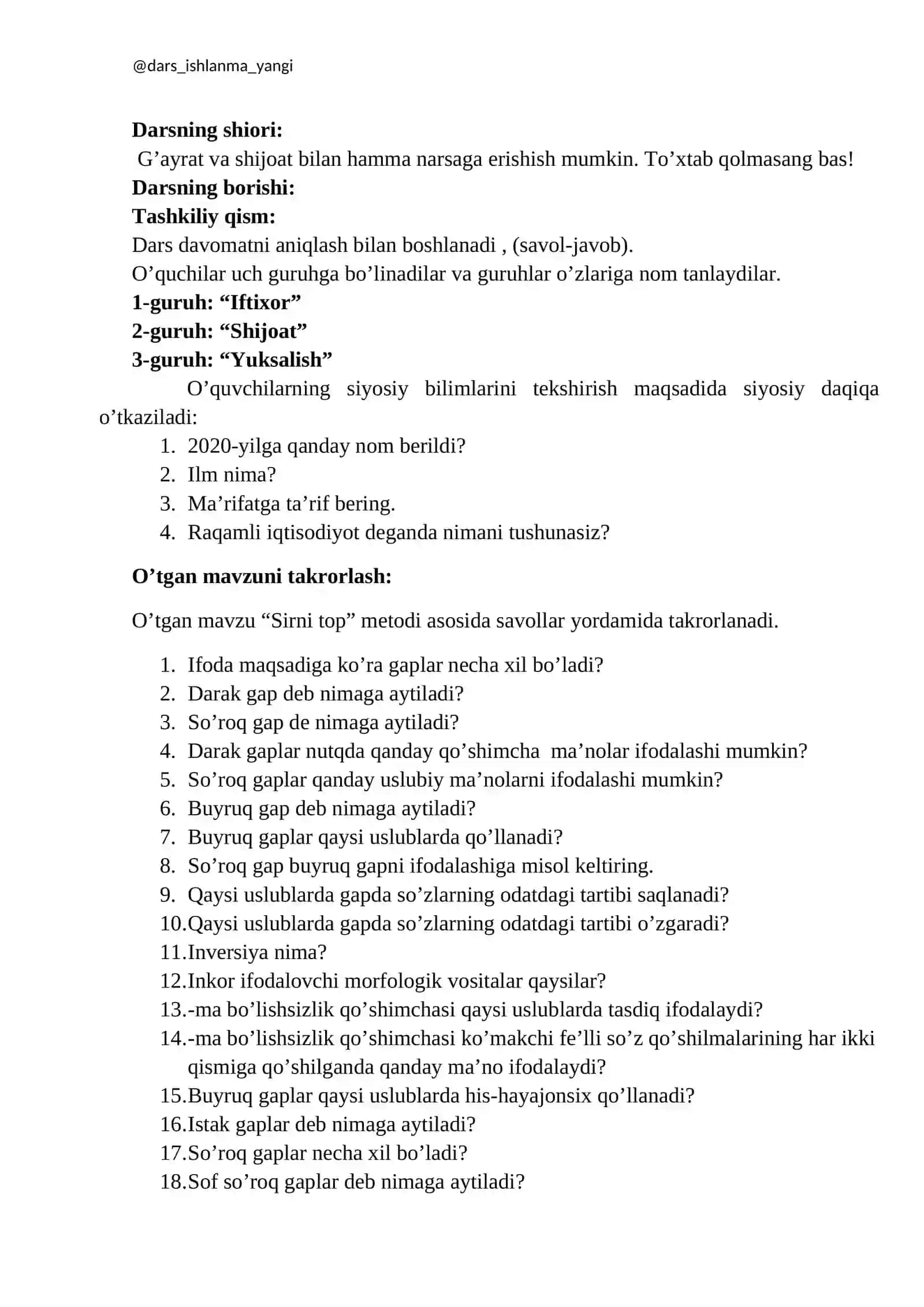 Ritorik so’roq gaplar uslubiyati 3