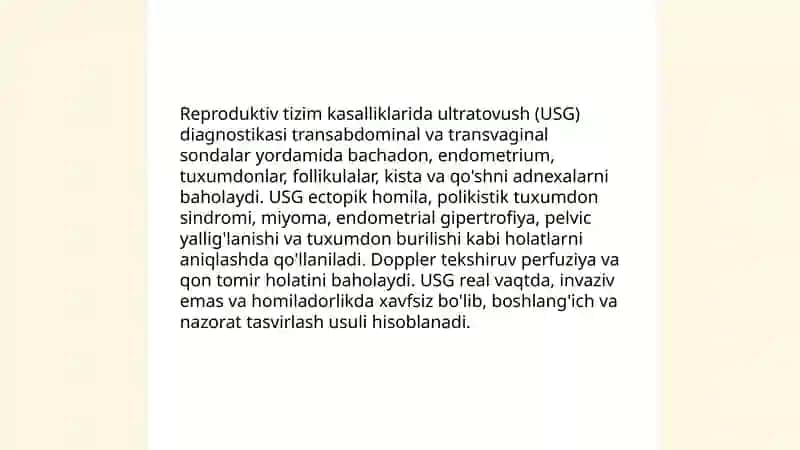 Reproduksiya tizimi kasalliklari nur tashxisoti 3