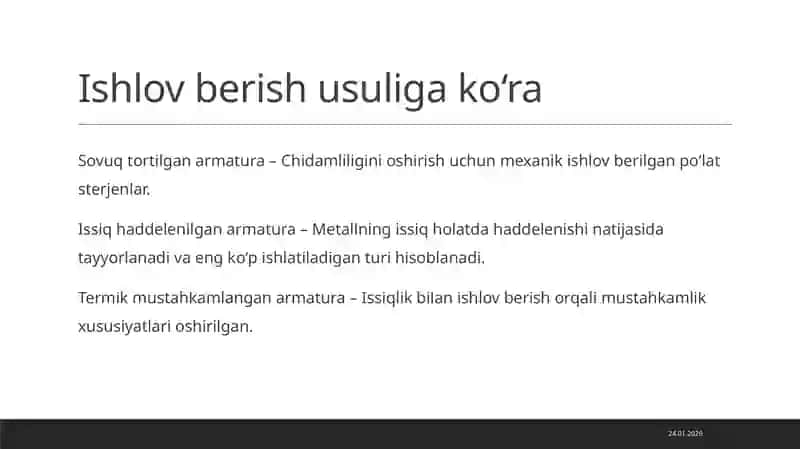 Armatura sterjenlarining klassifikatsiyasi 3