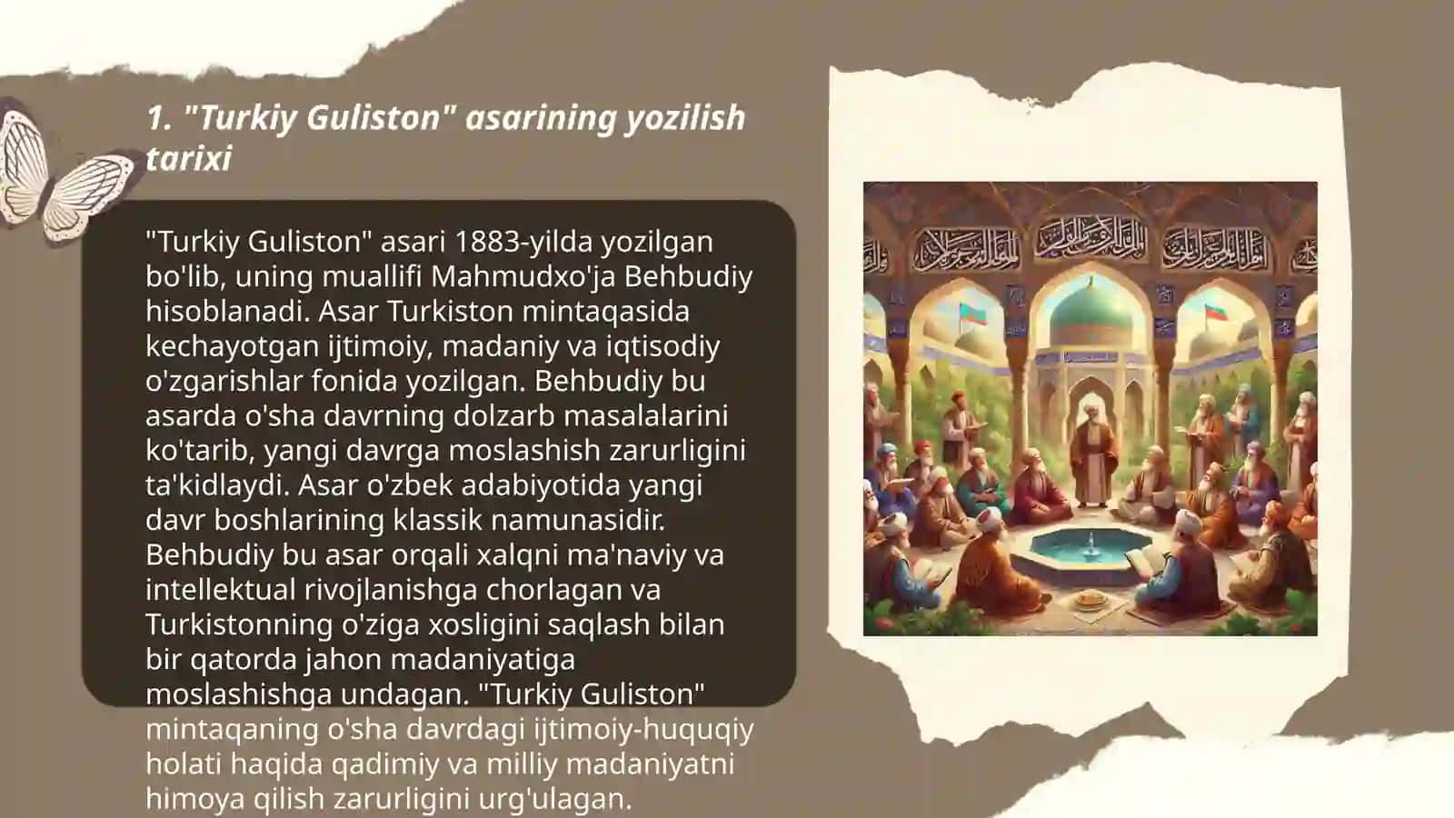 Abdulla Avloniyning" Turkiy Guliston yoxud axloq "asarining qisqacha mazmuni 3