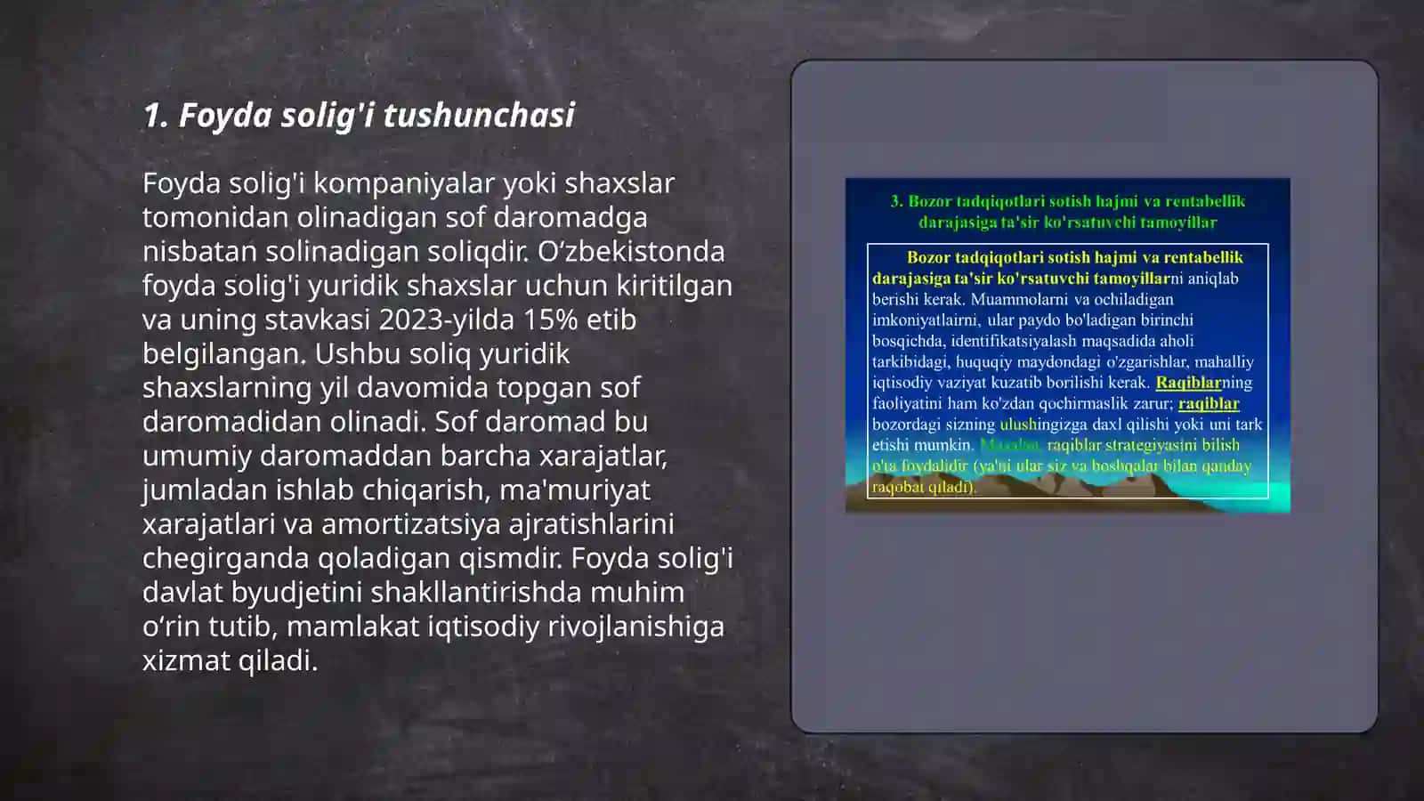 Foyda solig'i hisoboti va hisobot shaklini to'ldirish 3