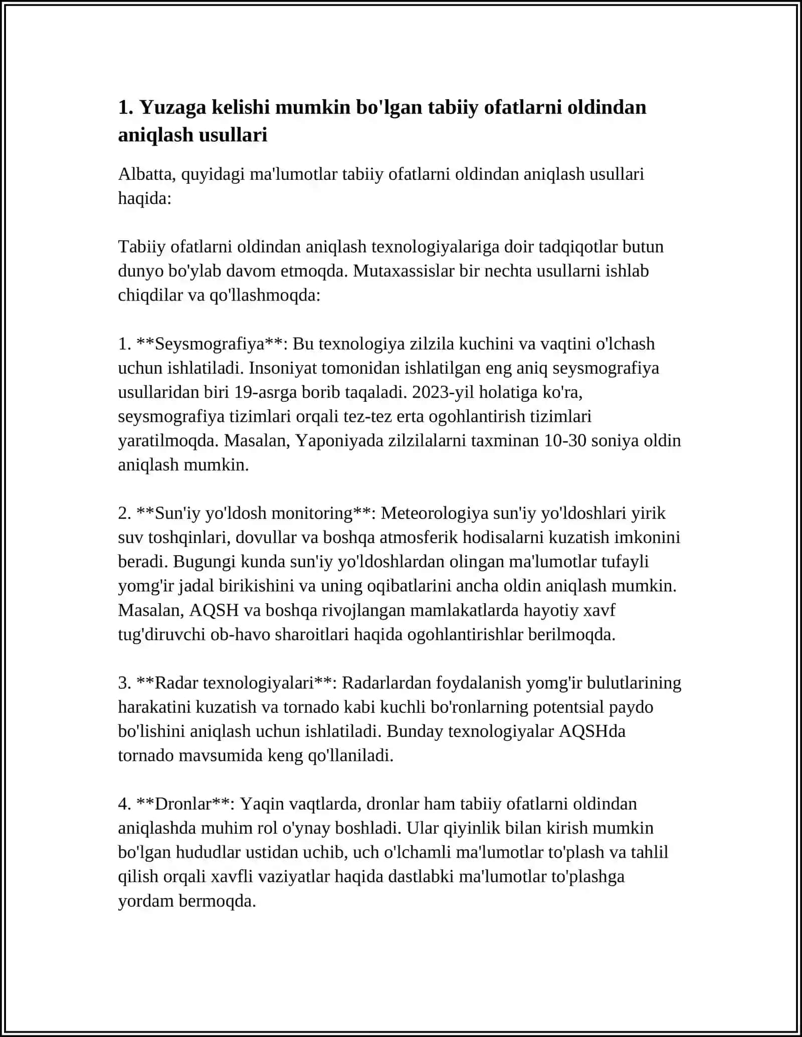 MUSTAQIL ISH Mavzu: TABIY OFATLARNIG OLDNI OLISH VA OQBATLARNI BARTARAF ETSHGA QARATILGAN CHORA TADBIRLAR 3