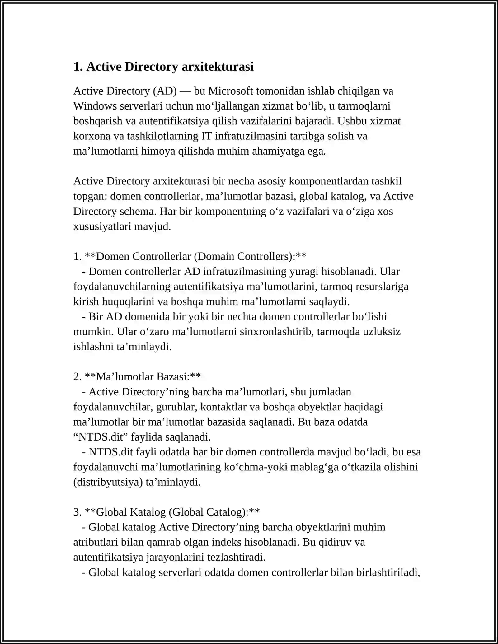 ACTIVE DIRECTORY KONFIGURATSIYA VOSITALARI VA QO'SHIMCHA QURILMALAR 3
