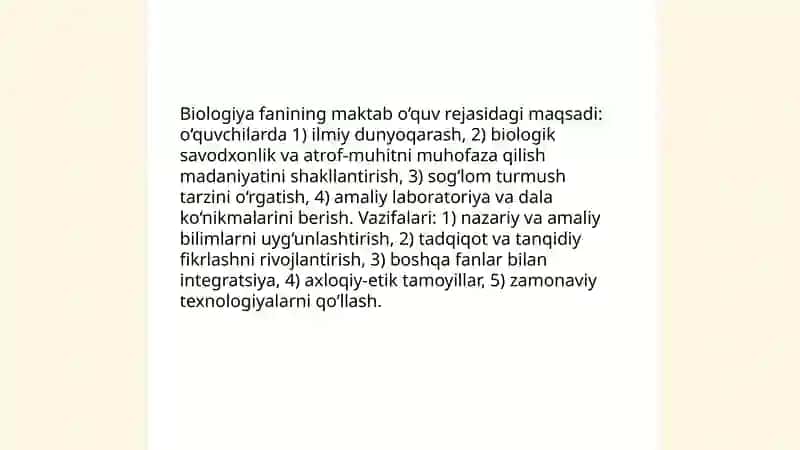 Biologiya fanining maktab o‘quv rejasidagi o‘ziga xos tomonlari 3