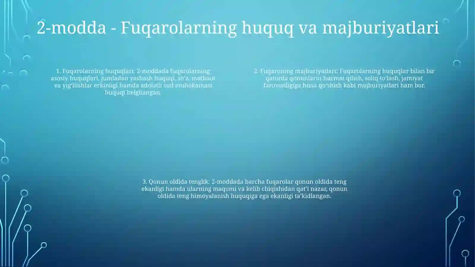 Fuqaro Muhofazasi ToʻGʻRisida"Gi QonunBandlariniOʻRganish 3