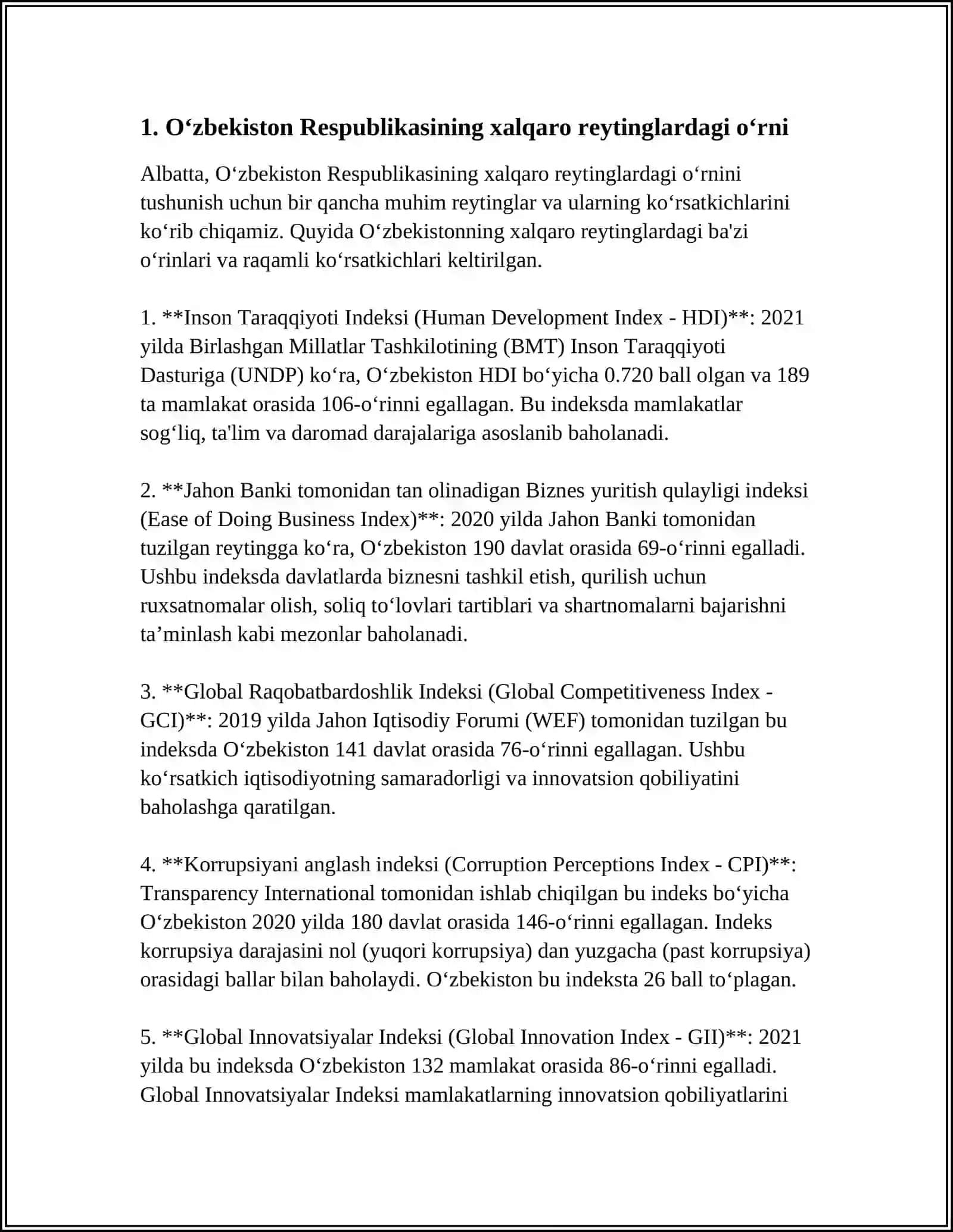 O‘zbekiston Respublikasining Xalqaro Reyting va IndeksLardagi O‘mi va Nufuzini Ortib Borishi 3