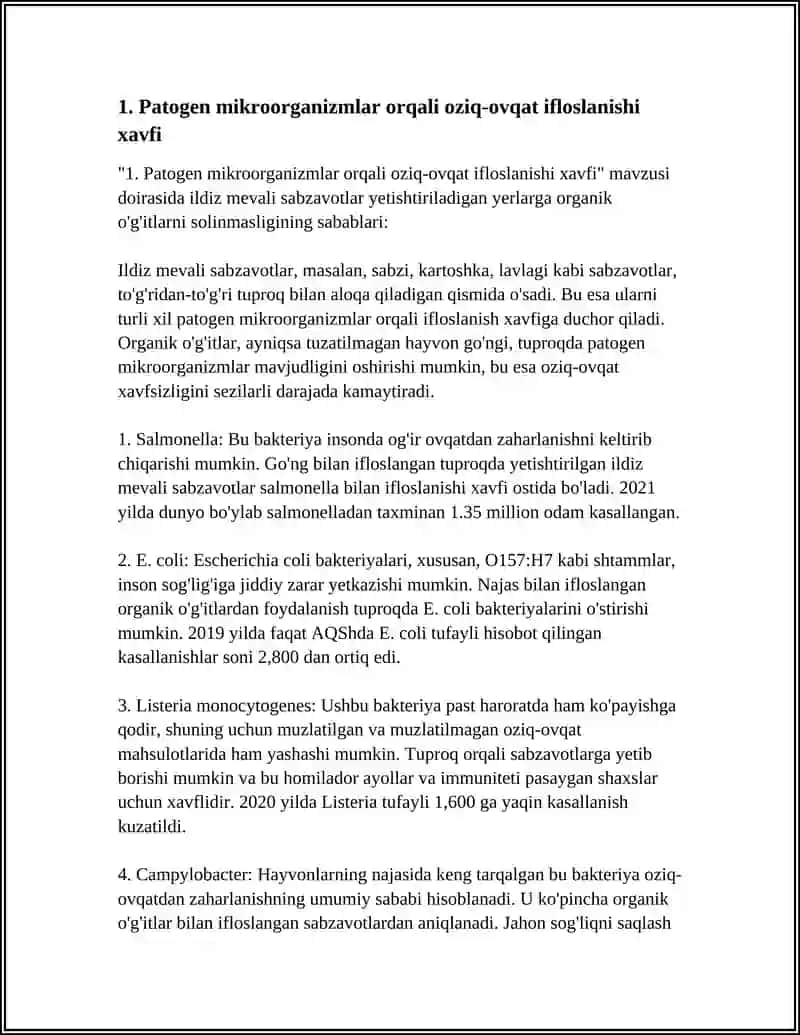 ILDIZ MEVALI SABZAVOTLAR YETISHTIRILADIGAN YERLARGA ORGANIK O'G'ITLARNI SOLINMASLIKBSABABLARI 3