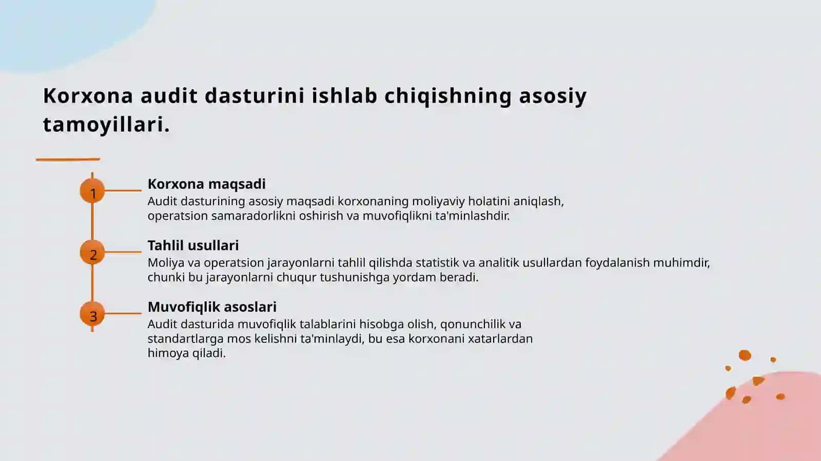 Korxonani auditorlik tekshiruvidan oʻtkazish ishchi dasturi 3