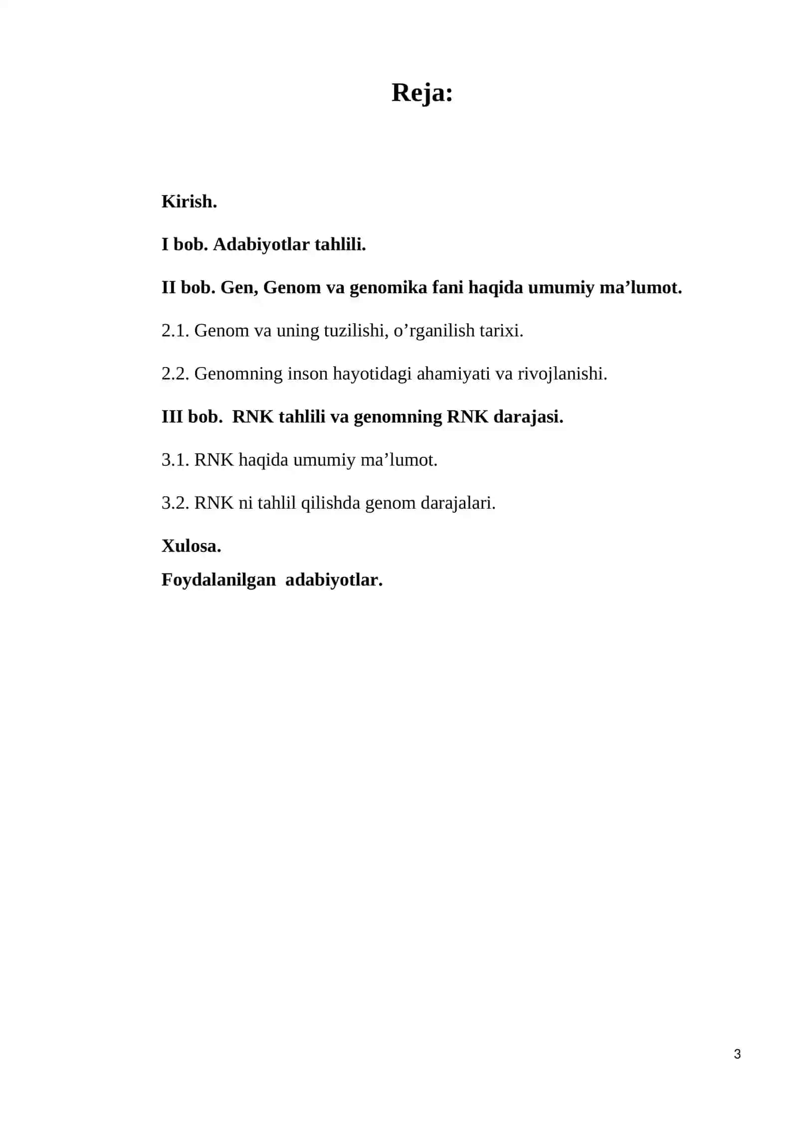 Genomning RNK darajasidagi taxlili 3