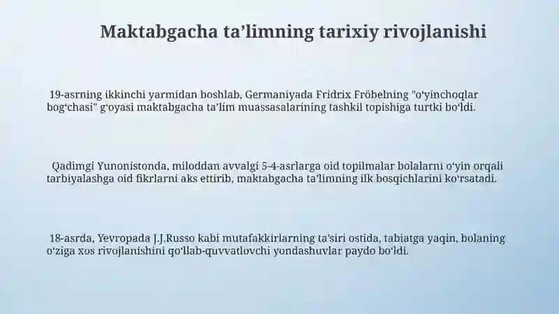 Maktabgacha ta’limning tarixiy rivojlanishi 3