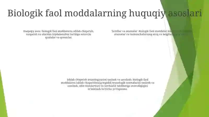 Biologik Faol Moddalarning Qonunchilik Va Normativ Bazasi 3