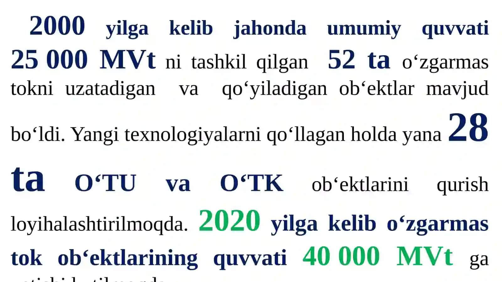 Jahon elekroenergetika tizimida qo‘llanilayotgan o‘zgarmastok ob‘yektalari 3