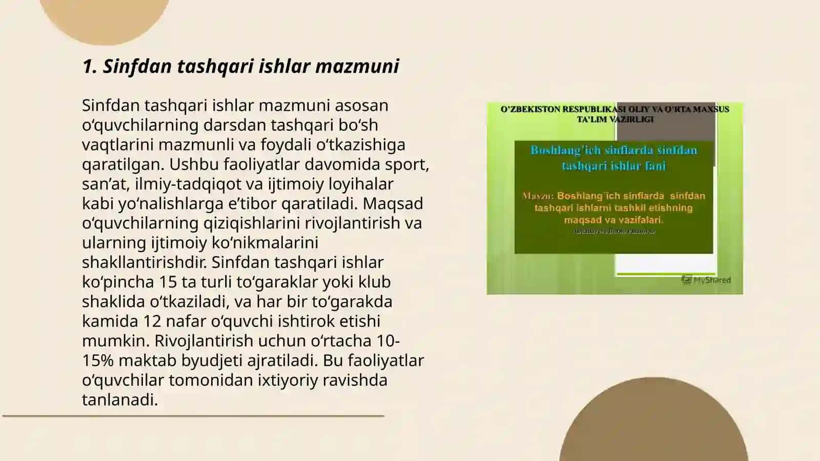 Sinfdan tashqari ishlarni tashkil etish 3