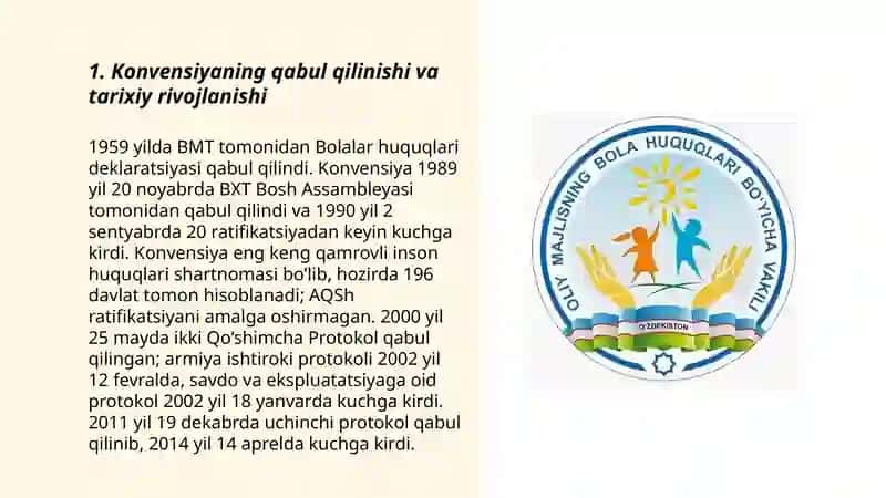 BMTning "Bola huquqlari to'g'risidagi konvensiyasi" 3