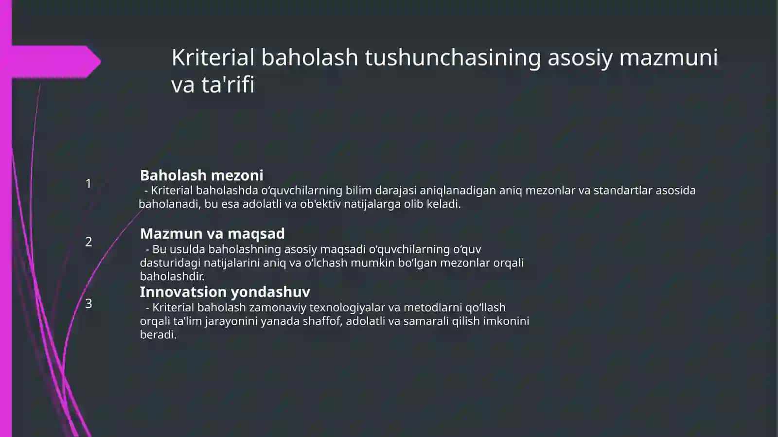 Tabiiy fanlarda o‘quvchilar bilimini baholashning zamonaviy usullari (Kriterial baholash) 3
