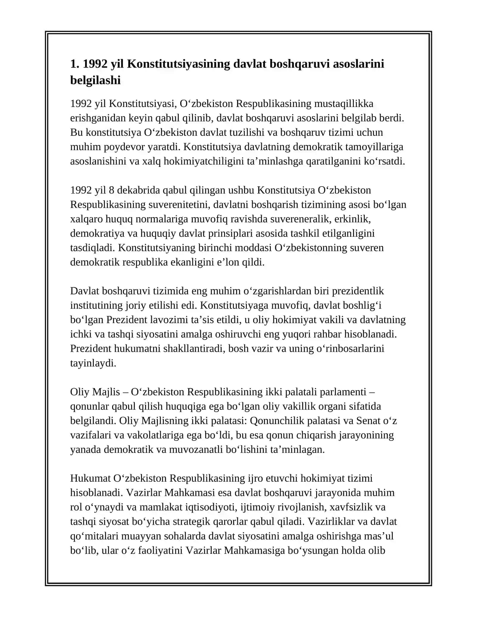 MUSTAQILLIK YILLARIDA DAVLAT BASHQARUVI TIZIMIDA AMALGA OSHIRILGAN ISLAHOTLAR 3