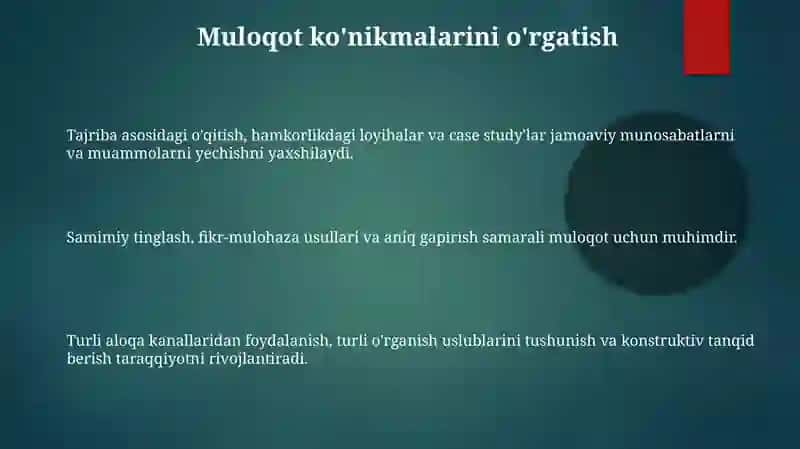 Jamoa rivojlanishida tarbiya usullari 3