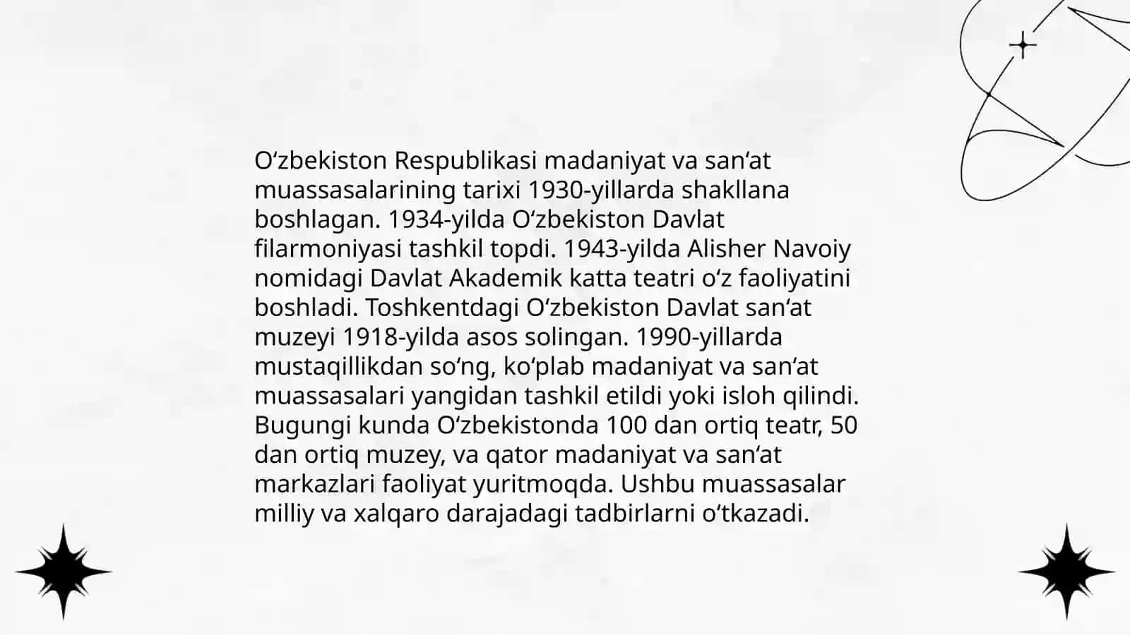 O‘zbekiston Republikasi Madaniyat va San‘at Muassasalarining Umumiy Mohiyati 3