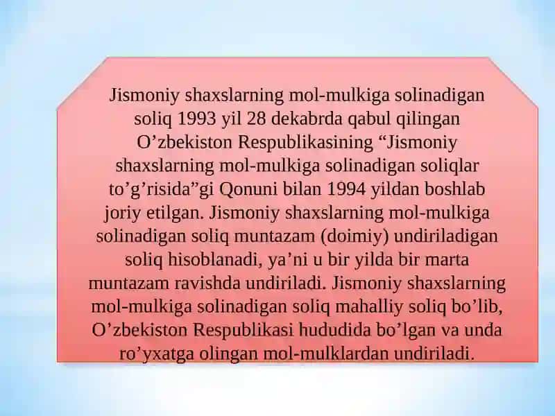 JISMONIY SHAXSLARDAN OLINADIGAN MOL-MULK SOLIG'I 3