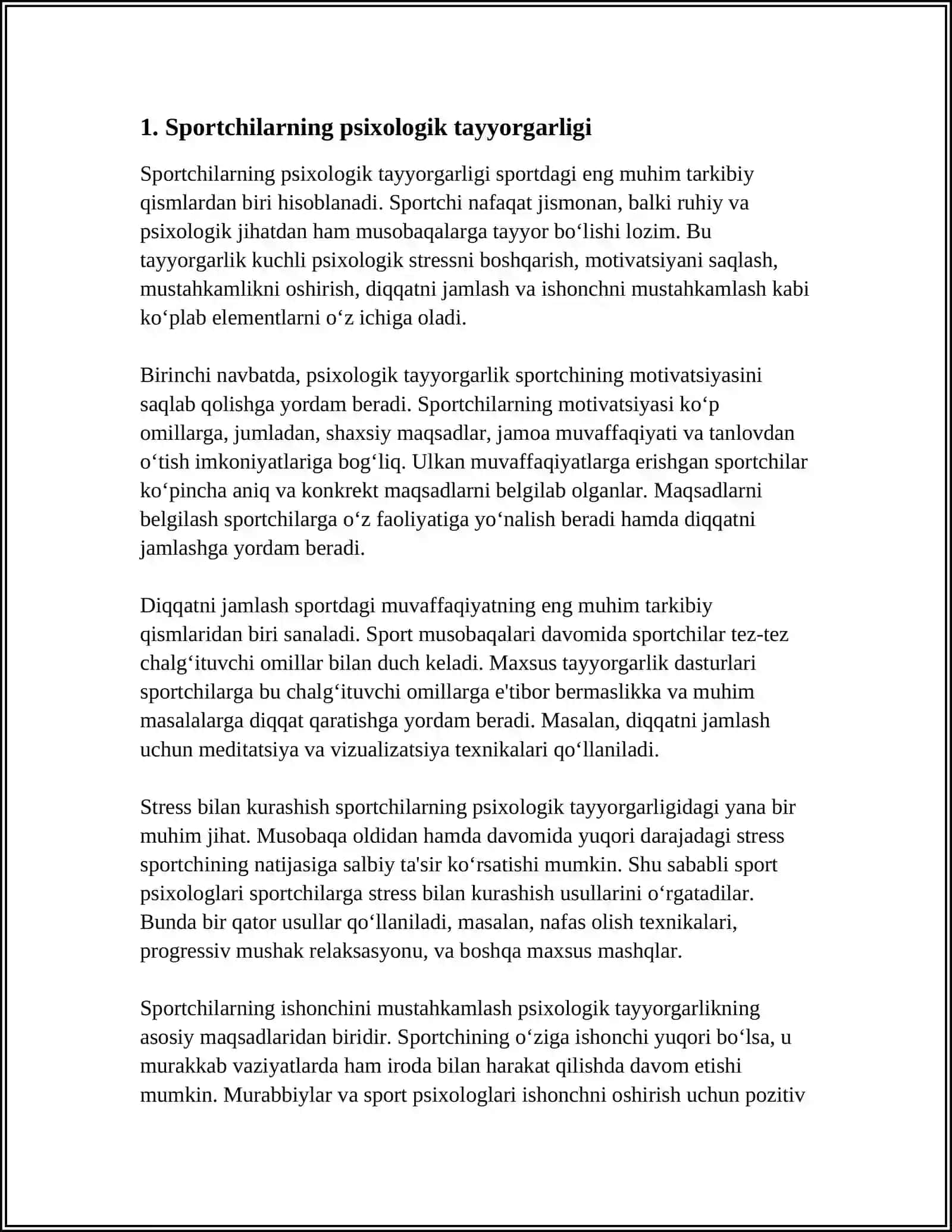 SPORTCHILARNING PEDAGOGIK-PSIXOLOGIK KO‘RSATKICHLARI 3