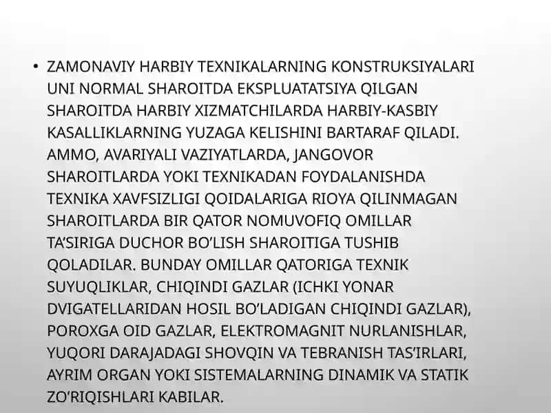 Harbiy mehnat gigiyenasini o'rganish 3