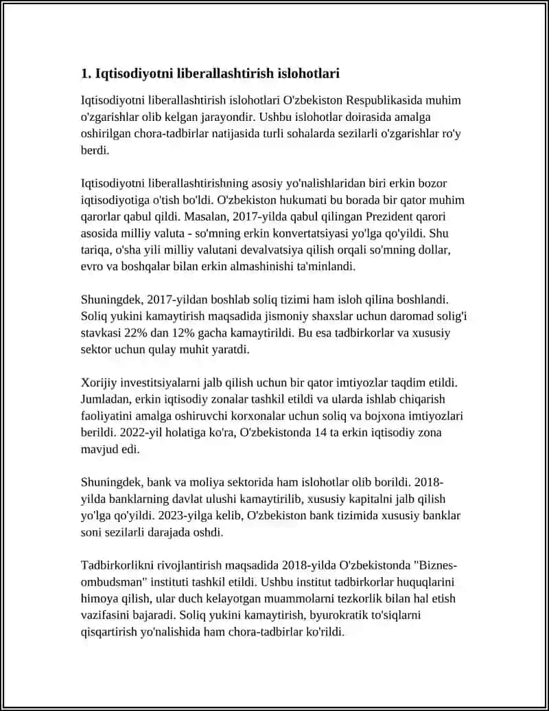 Iqtisodiyotni liberallashtirish islohotlari 3