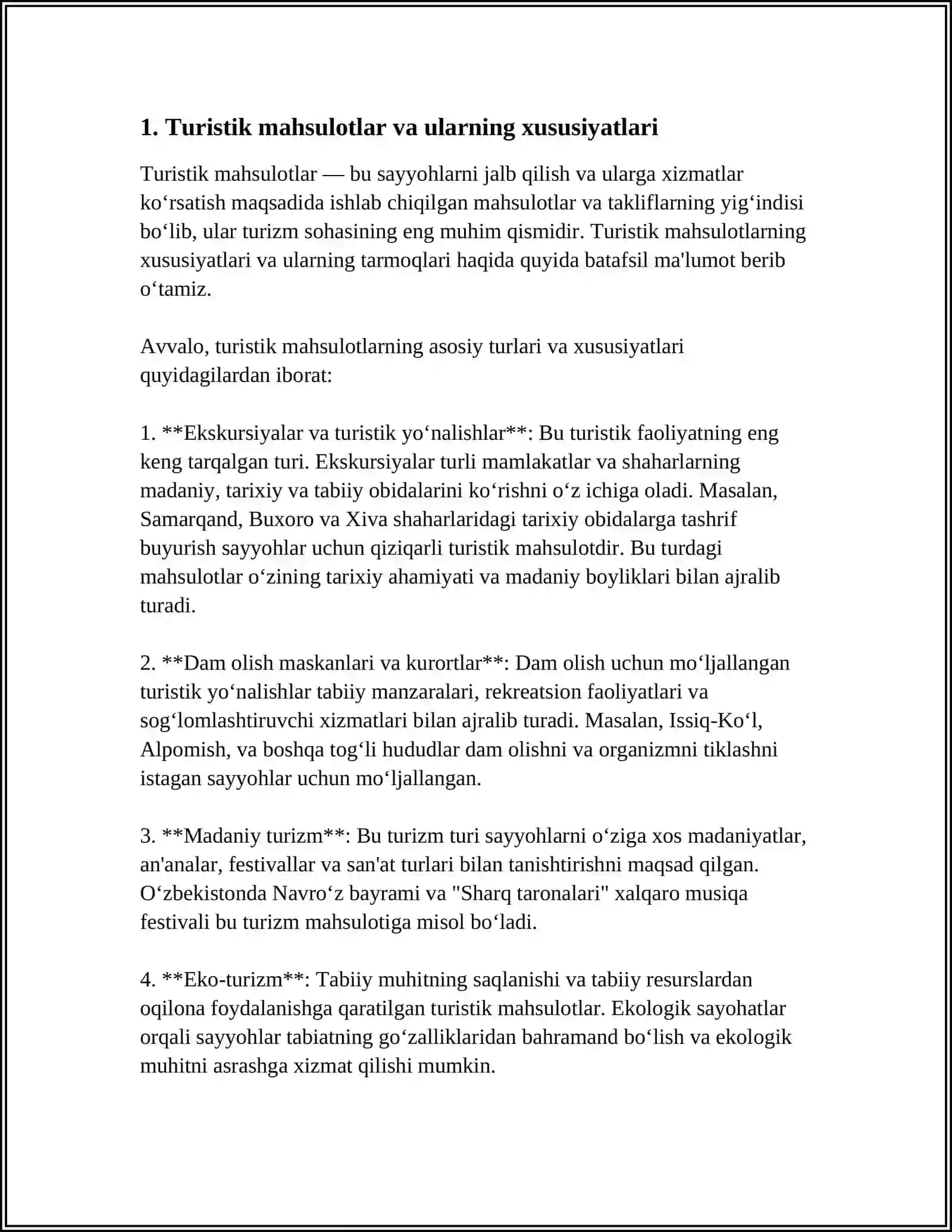 TURISTIK MAHSULOTLARGA NARX BELGILASH XUSUSIYATLARI MAVZUSIGA REFERAT 3