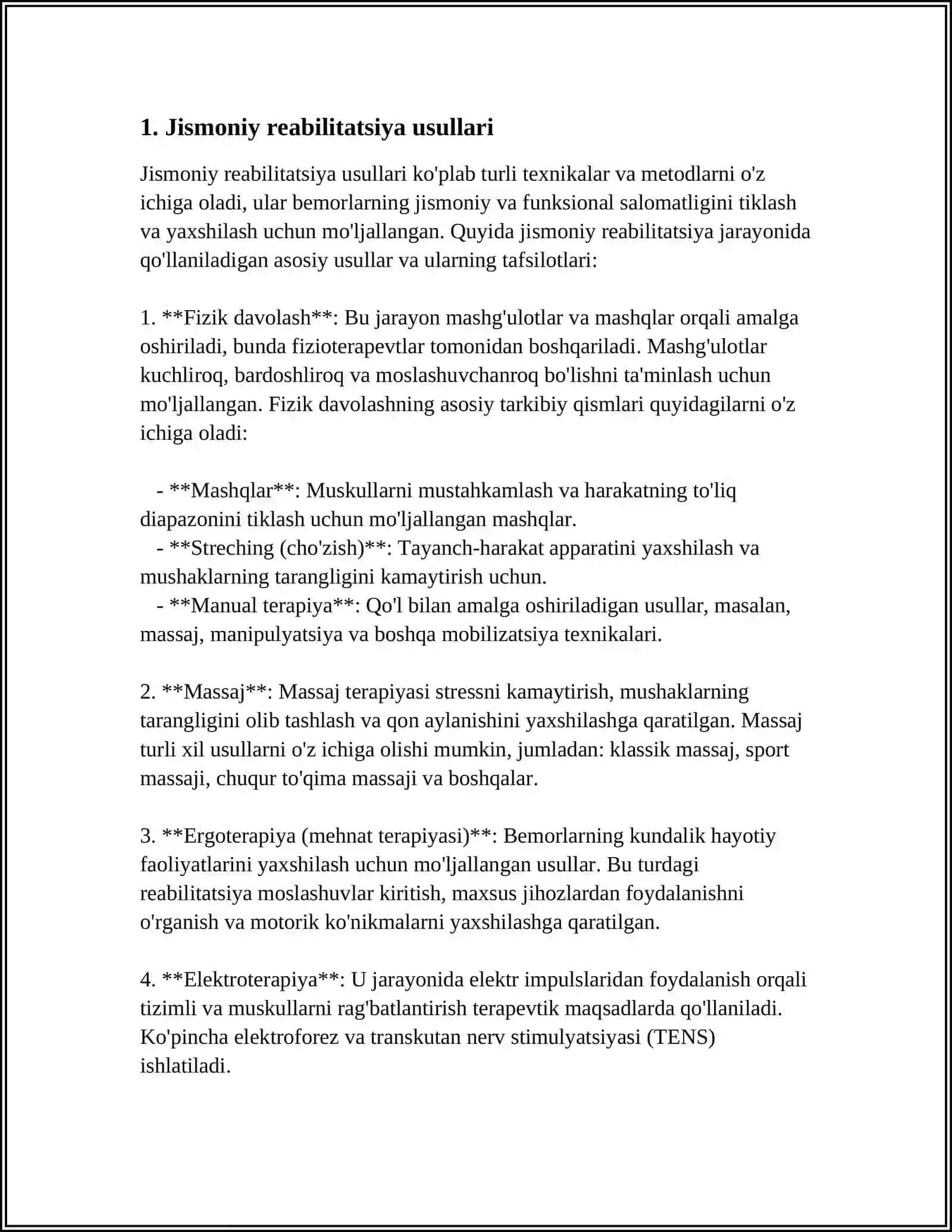 MUSTAQIL ISH Mavzu: KATTA YOSHDAGI BEMORLARNI KASALLIKLARINI REABILITATSIYA QILISH 3