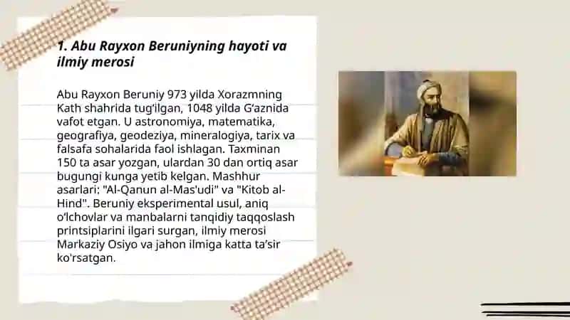 Abu Rayxon Beruniyning tabiiy-ilmiy, falsafiy qarashlari 3