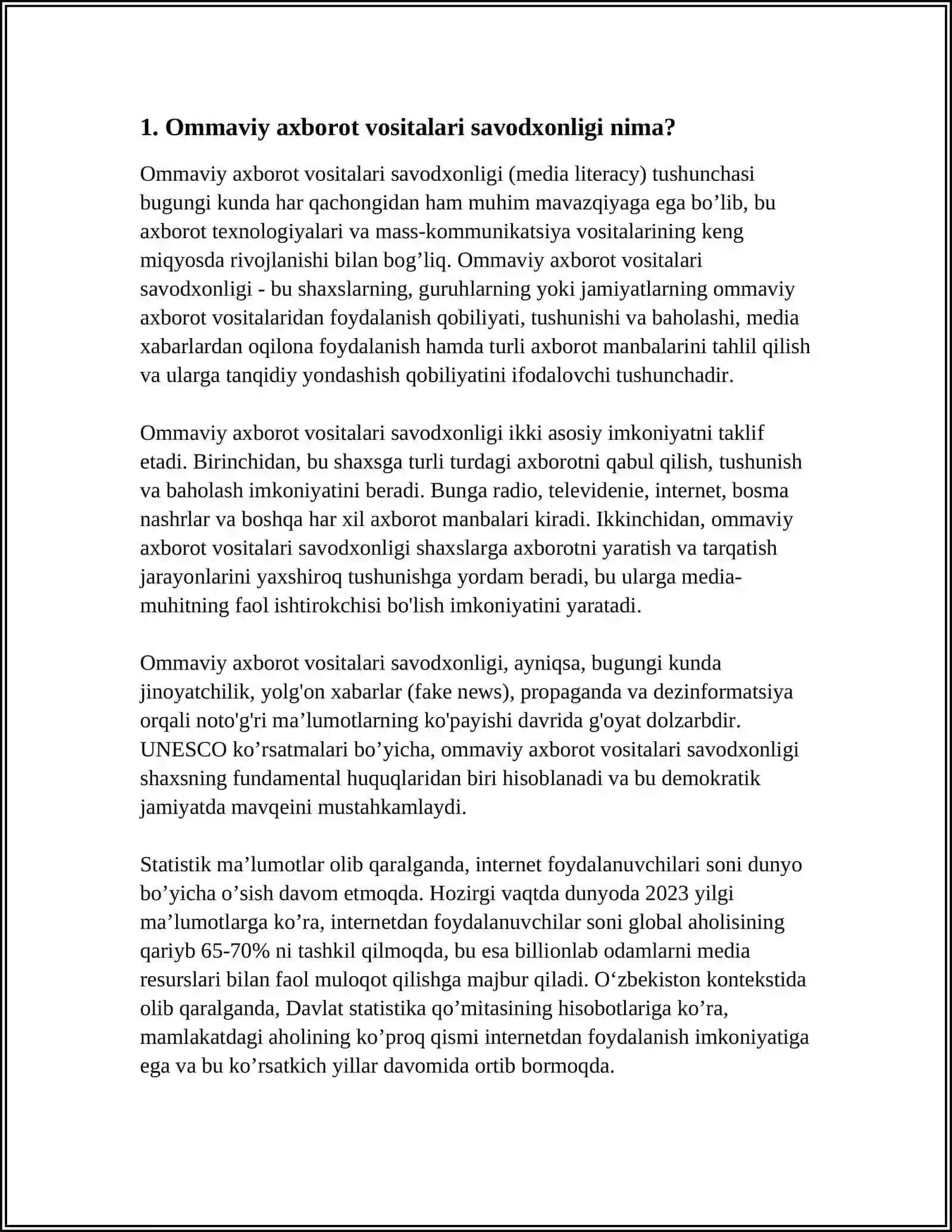 MEDIA SAVODXONLIKNI QANDAY OSHIRISH MUMKIN 3