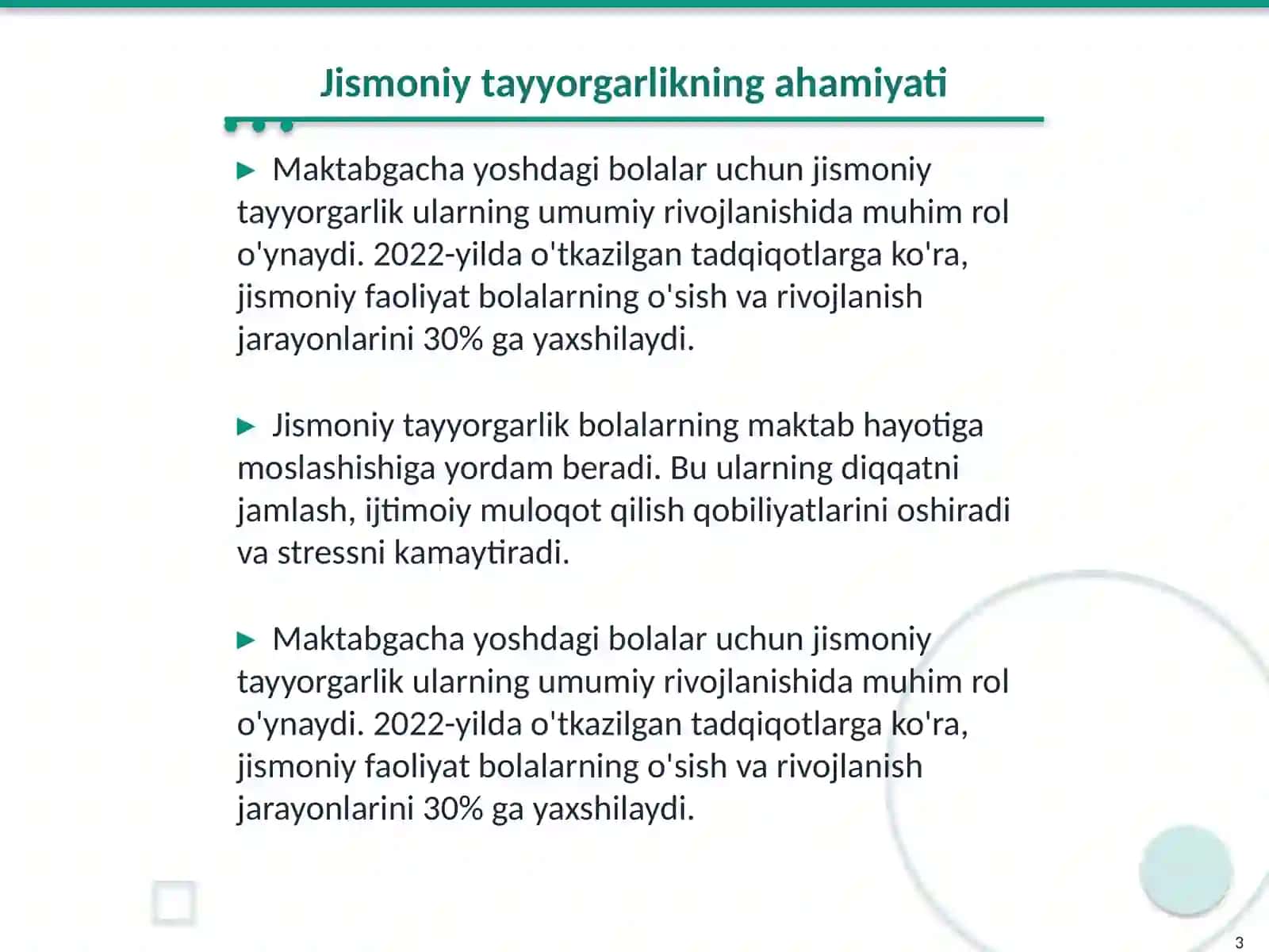 Maktabgacha yoshdagi bolalarni maktab taʼlimiga jismoniy jihatdan tayyorlash 3