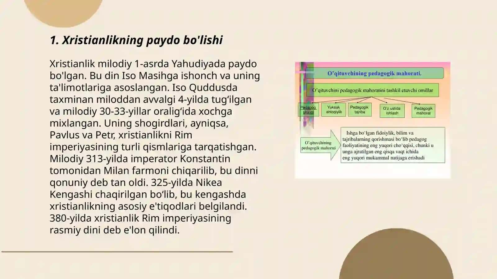 Xristianlikning paydo boʻlishi,aqidalari, asosiy yoʻnalishlari, ta'limotlari va manbalari 3
